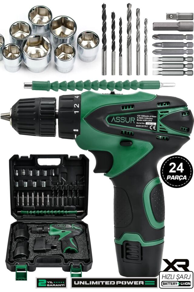 Assur 12V Çift Akü Şarjlı Matkap Akülü Vidalama