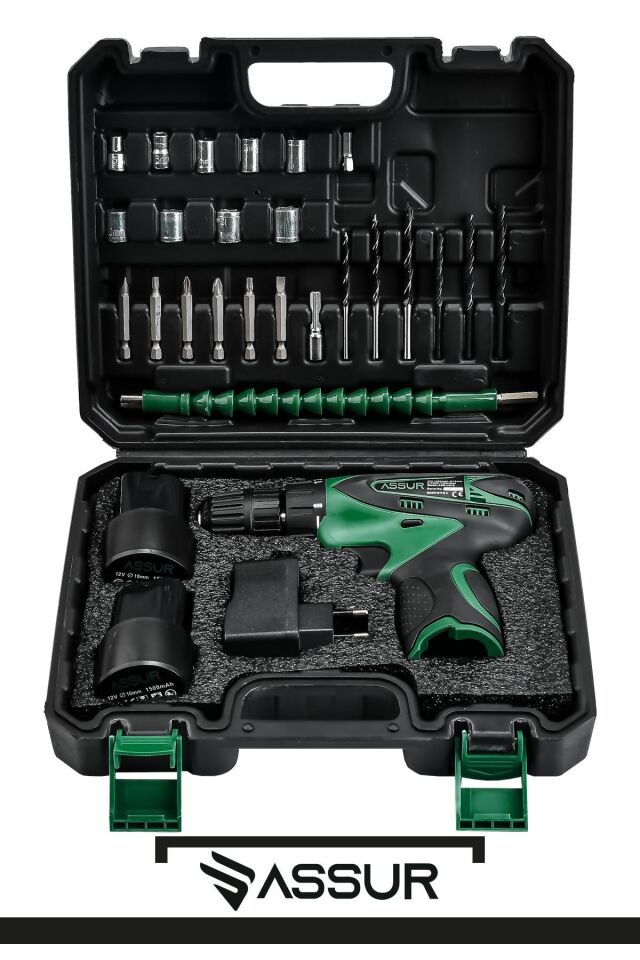 Assur 12V Çift Akü Şarjlı Matkap Akülü Vidalama