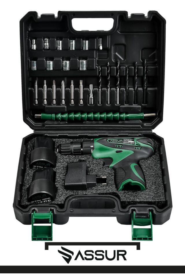 Assur 12V Çift Akü Şarjlı Matkap Akülü Vidalama