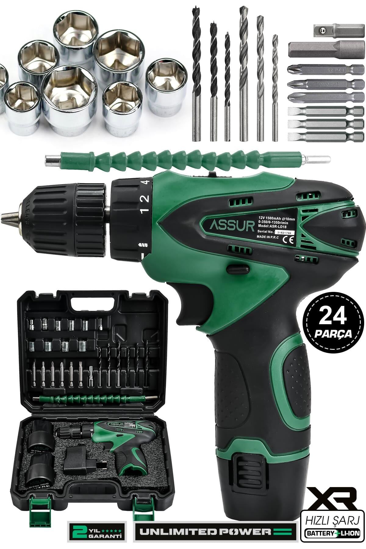 Assur 12V Çift Akü Şarjlı Matkap Akülü Vidalama