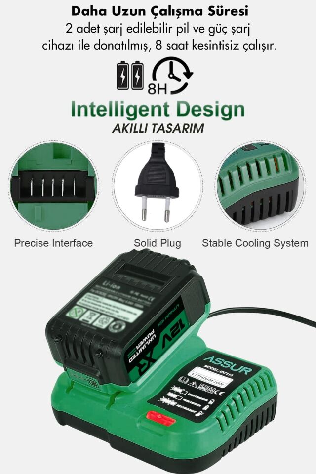 Assur 12V Çift Akülü 84 Parça Şarjlı Matkap Akülü Vidalama