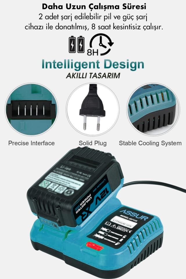 Assur 12V Çift Akülü 84 Parça Şarjlı Matkap Akülü Vidalama