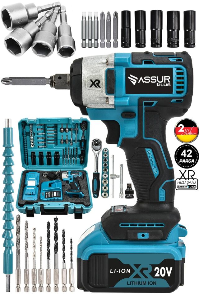 Assur 21V Çift Akülü Kömürsüz Darbeli Somun Bijon Sökme Sıkma Matkap
