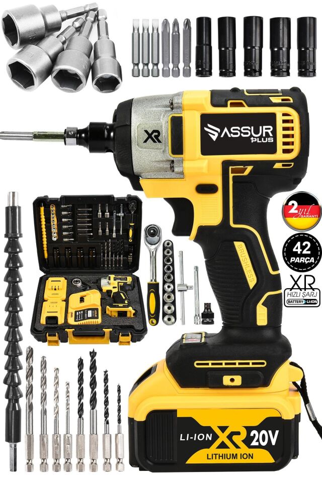 Assur 21V Çift Akülü Kömürsüz Darbeli Somun Bijon Sökme Sıkma Matkap