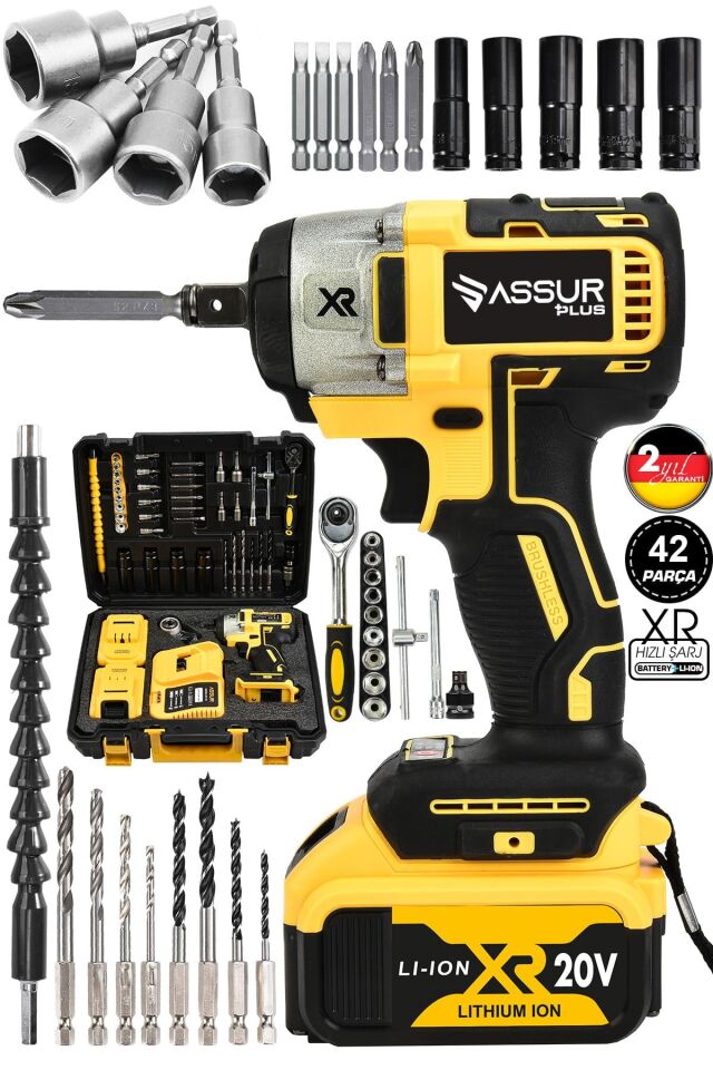 Assur 21V Çift Akülü Kömürsüz Darbeli Somun Bijon Sökme Sıkma Matkap