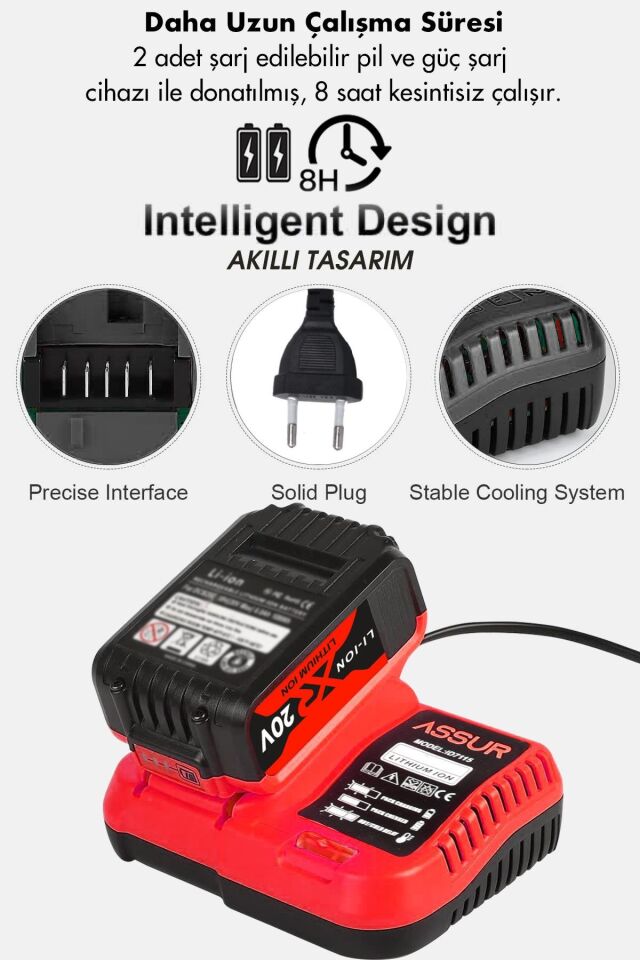 Assur 21V Çift Akülü Kömürsüz Darbeli Somun Bijon Sökme Sıkma Matkap