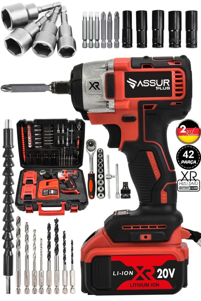 Assur 21V Çift Akülü Kömürsüz Darbeli Somun Bijon Sökme Sıkma Matkap