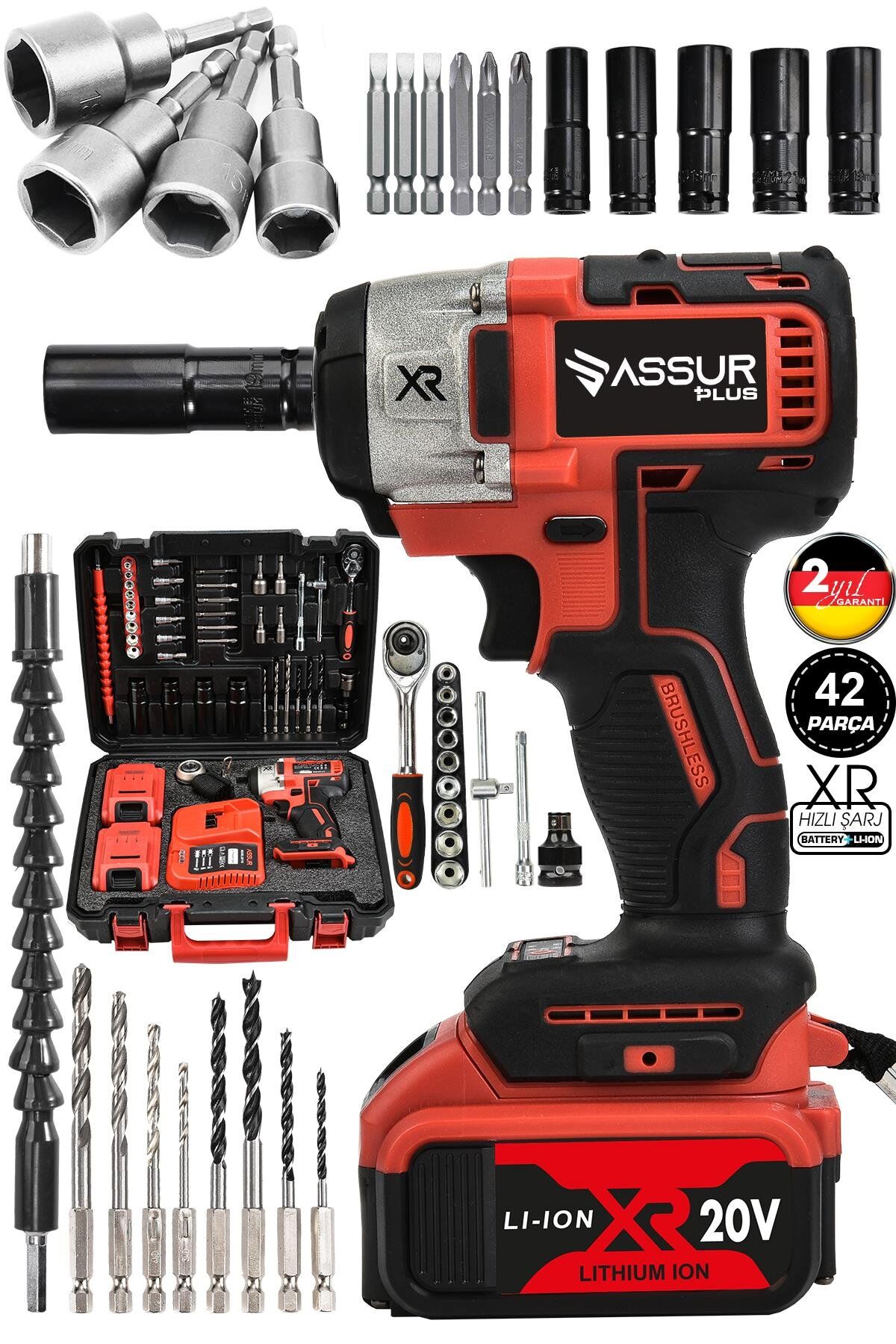 Assur 21V Çift Akülü Kömürsüz Darbeli Somun Bijon Sökme Sıkma Matkap