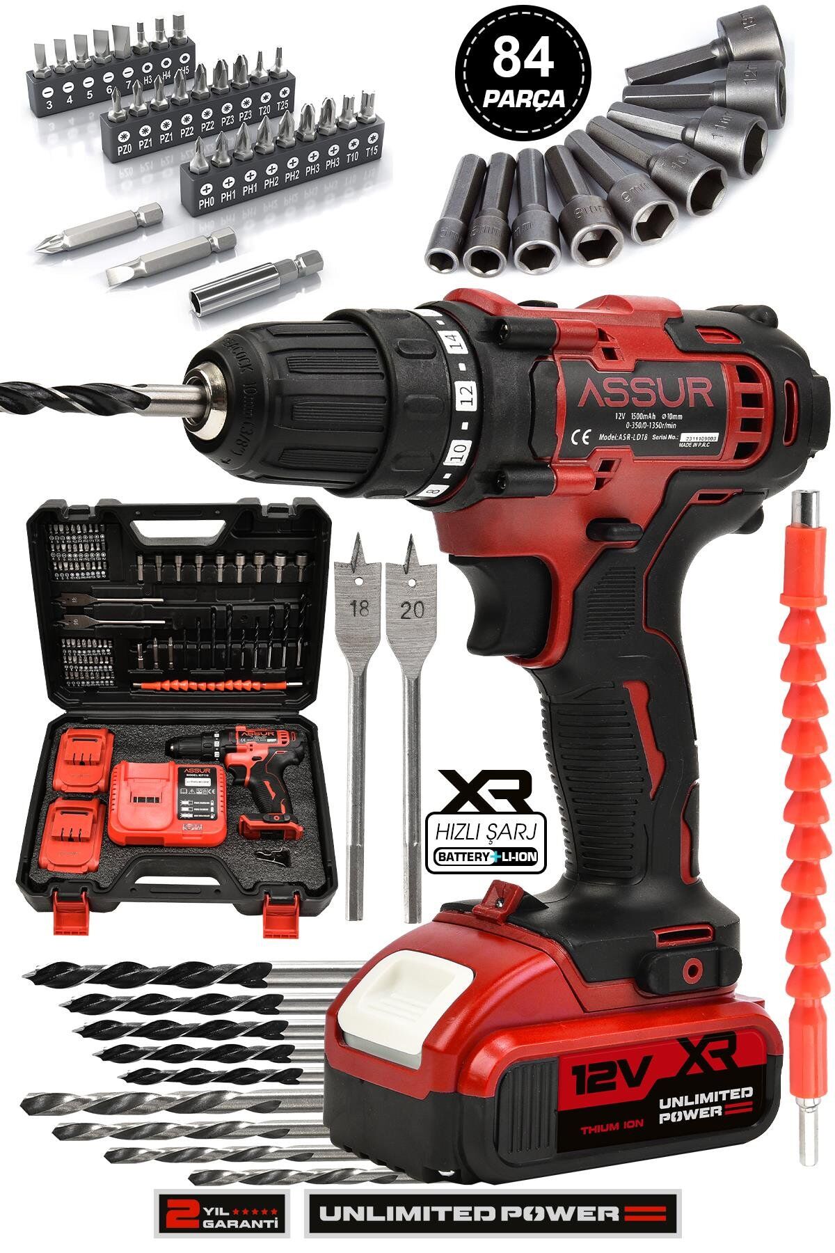 Assur 12V Çift Akülü Şarjlı Matkap Akülü Vidalama