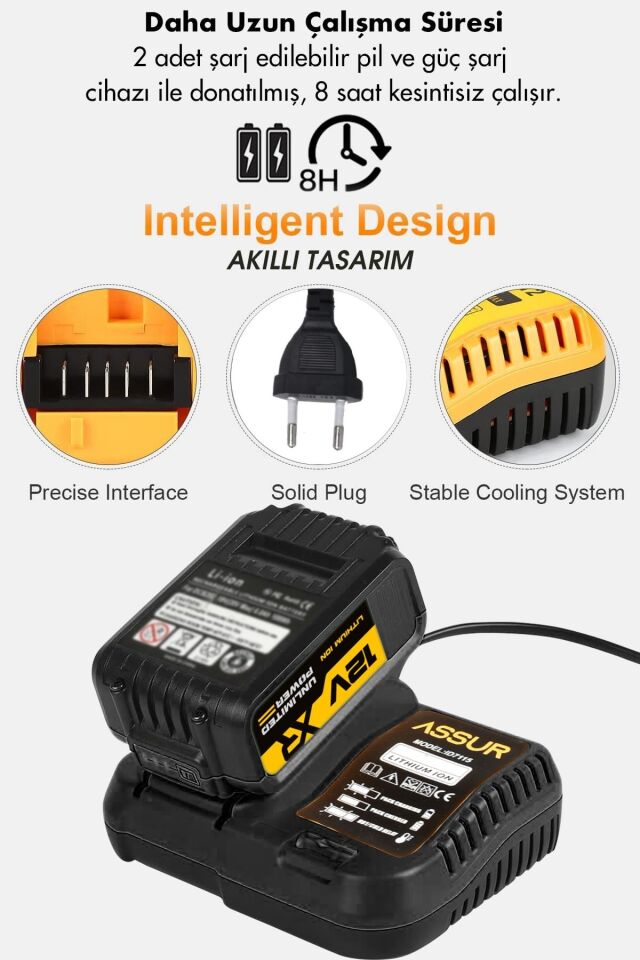 Assur 12V Çift Akülü Şarjlı Matkap Akülü Vidalama