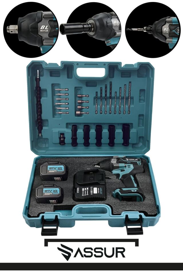 Assur 21V Çift Akülü Vidalama Darbeli Kömürsüz 800Nm Somun Sıkma Makinesi