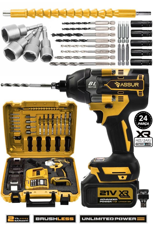 Assur 21V Çift Akülü Vidalama Darbeli Kömürsüz 800Nm Somun Sökme Sıkma