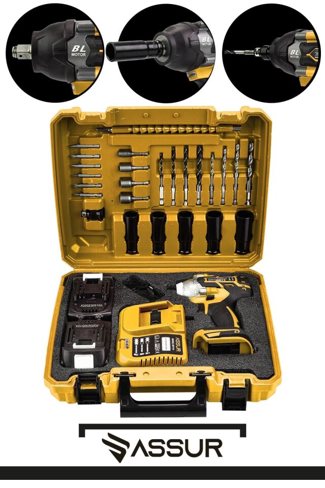 Assur 21V Çift Akülü Vidalama Darbeli Kömürsüz 800Nm Somun Sökme Sıkma