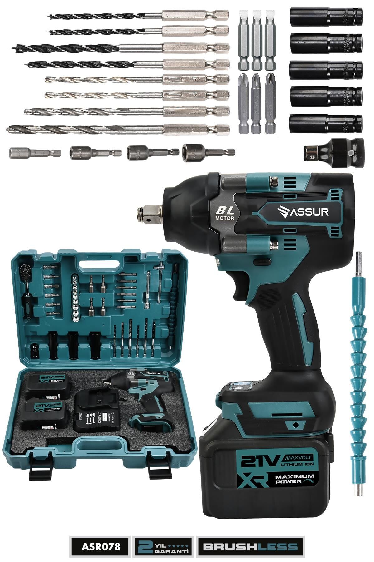 Assur 21V Çift Akülü Vidalama Darbeli Kömürsüz Somun Sökme Sıkma