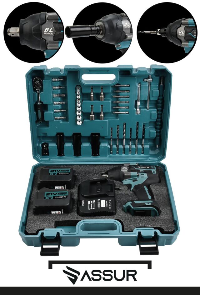 Assur 21V Çift Akülü Vidalama Darbeli Kömürsüz Somun Sökme Sıkma