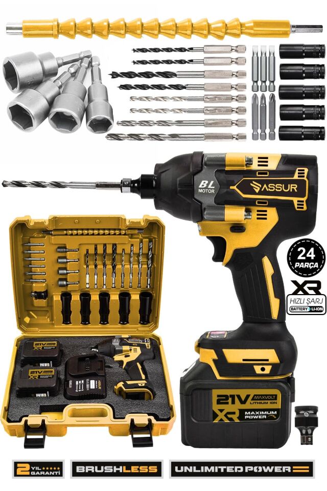 Assur 21V Çift Akülü Vidalama Darbeli Kömürsüz 800Nm Somun Sökme Sıkma
