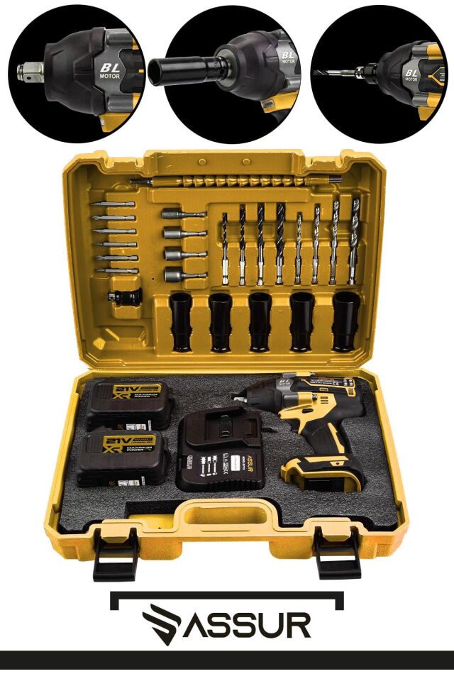 Assur 21V Çift Akülü Vidalama Darbeli Kömürsüz 800Nm Somun Sökme Sıkma