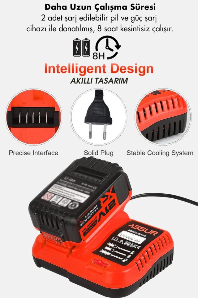 Assur 21V Çift Akülü Vidalama Darbeli Kömürsüz 800Nm Somun Sökme Sıkma