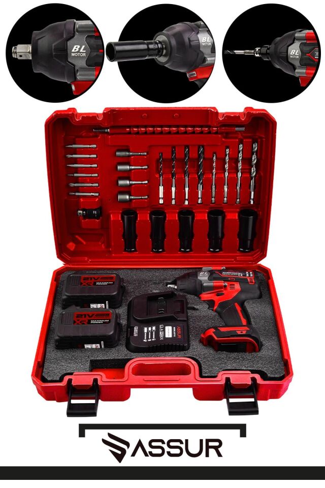 Assur 21V Çift Akülü Vidalama Darbeli Kömürsüz 800Nm Somun Sökme Sıkma