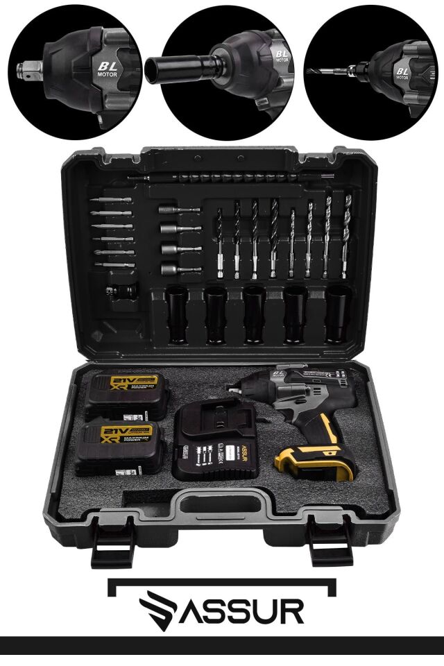 Assur 21V Çift Akülü Vidalama Darbeli Kömürsüz 800Nm Somun Sökme Sıkma