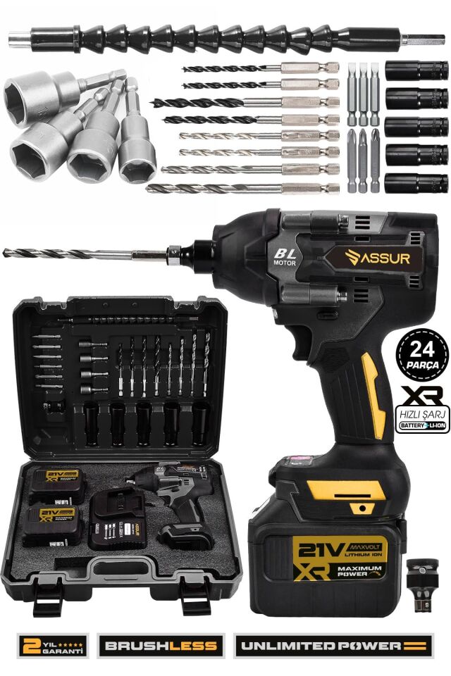 Assur 21V Çift Akülü Vidalama Darbeli Kömürsüz 800Nm Somun Sökme Sıkma