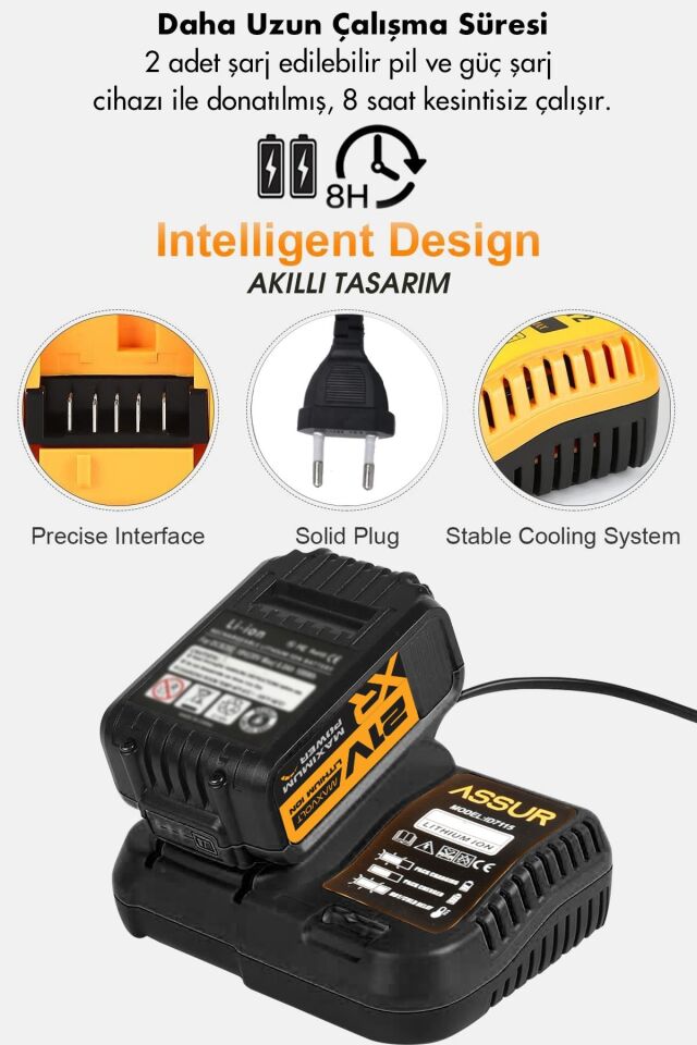 Assur 21V Çift Akülü Vidalama Darbeli Kömürsüz 800Nm Somun Sökme Sıkma