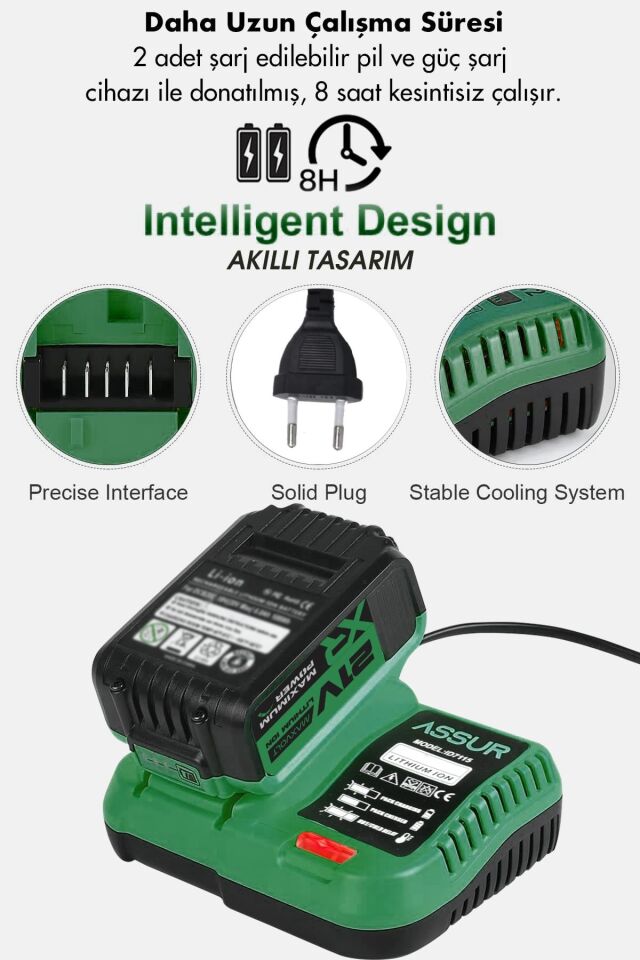 Assur 21V Çift Akülü Vidalama Darbeli Kömürsüz 800Nm Somun Sökme Sıkma