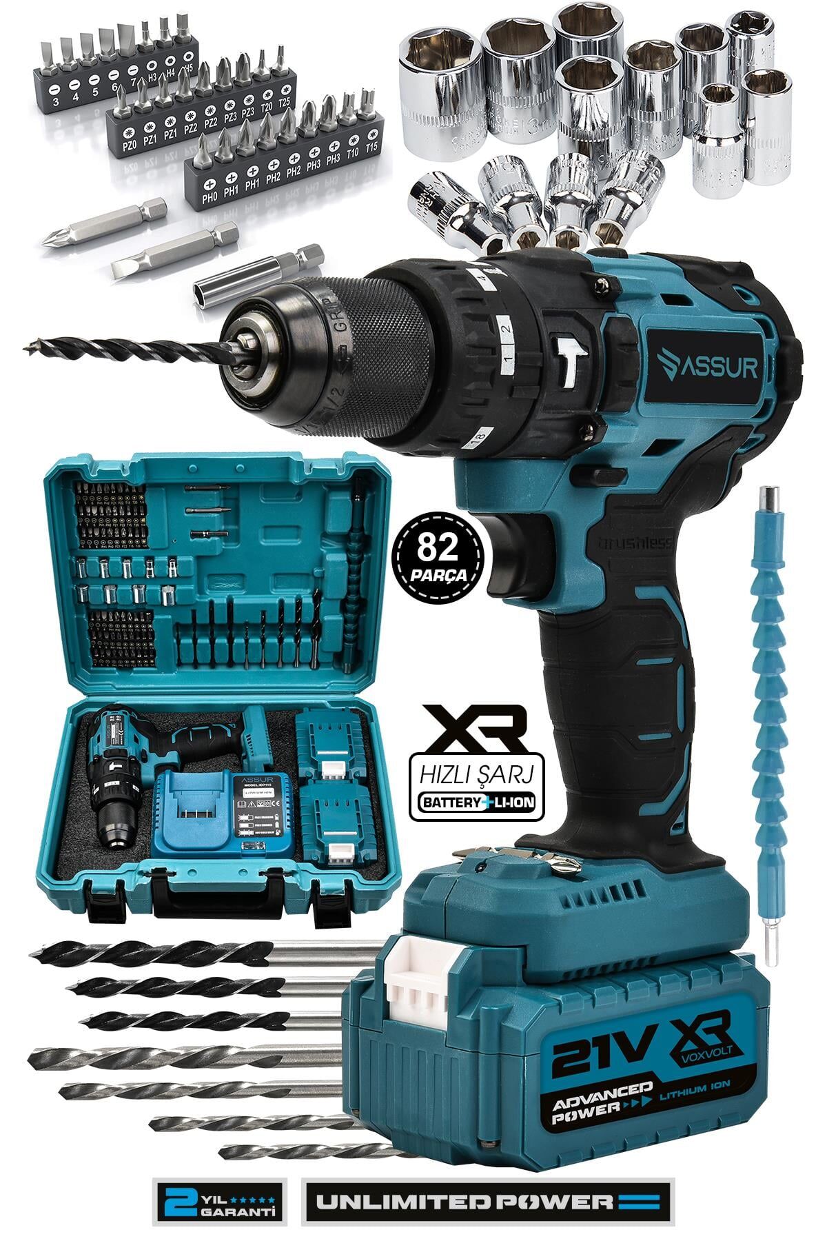 Assur 21V Çift Akülü Vidalama Darbeli Matkap