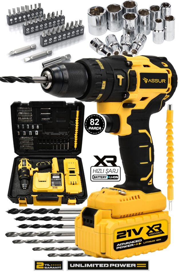 Assur 21V Çift Akülü Vidalama Darbeli Matkap