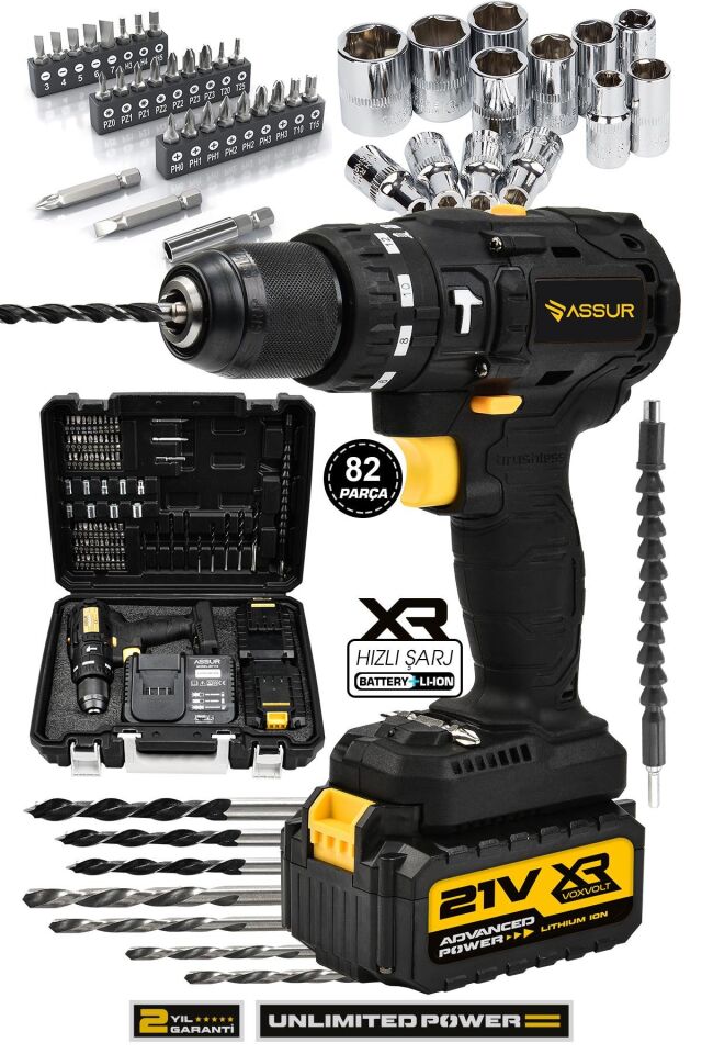 Assur 21V Çift Akülü Vidalama Darbeli Matkap