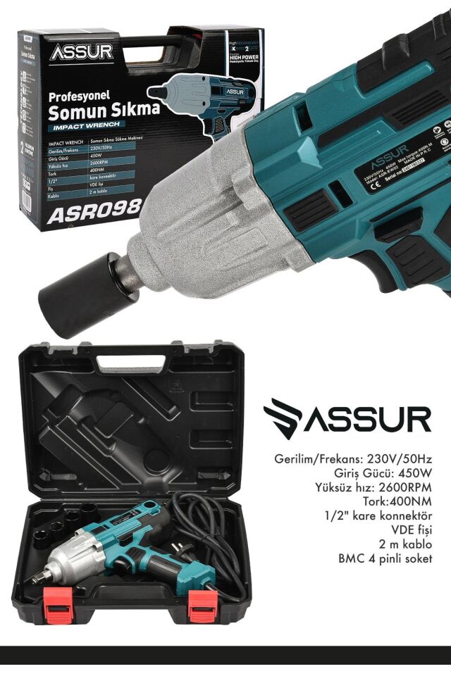 Assur Elektrikli Somun Sıkma Sökme Makinesi 450W