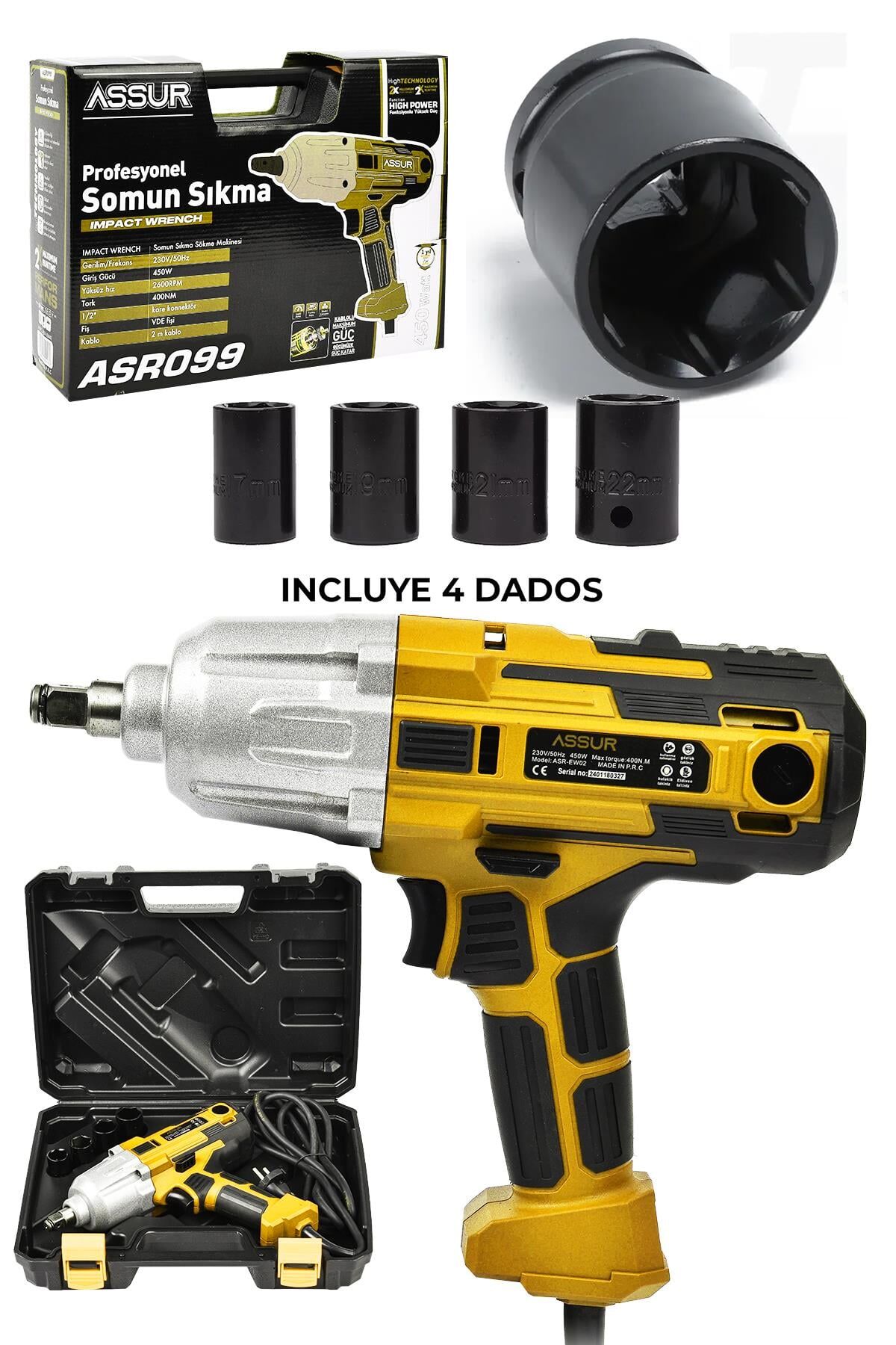 Assur Elektrikli Somun Sıkma Sökme Makinesi 450 W