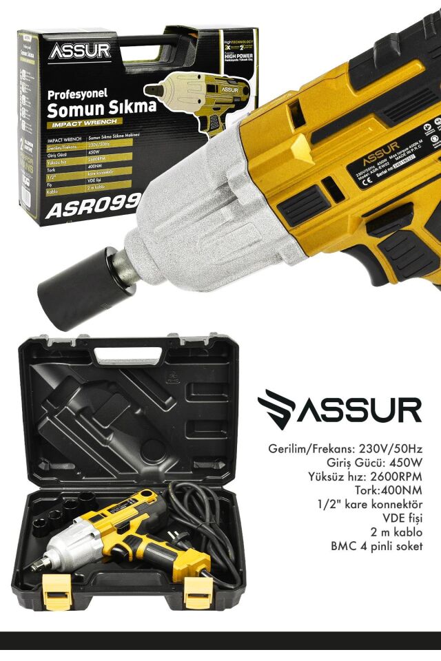 Assur Elektrikli Somun Sıkma Sökme Makinesi 450 W