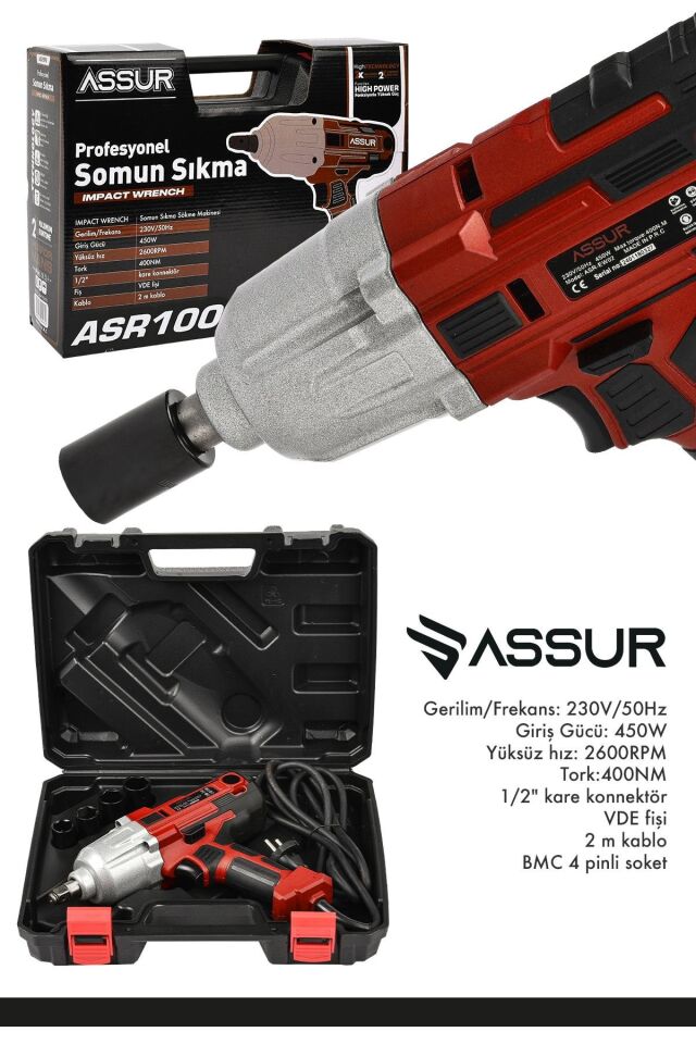 Assur Elektrikli Somun Sıkma Sökme Makinesi 450 W