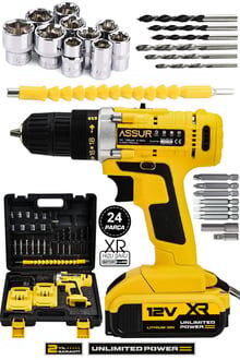 Assur Profesyonel 21V Akülü Vidalama Kırıcı Delici Hilti Taşlama Somun Sökme Sıkma 4'lü Set