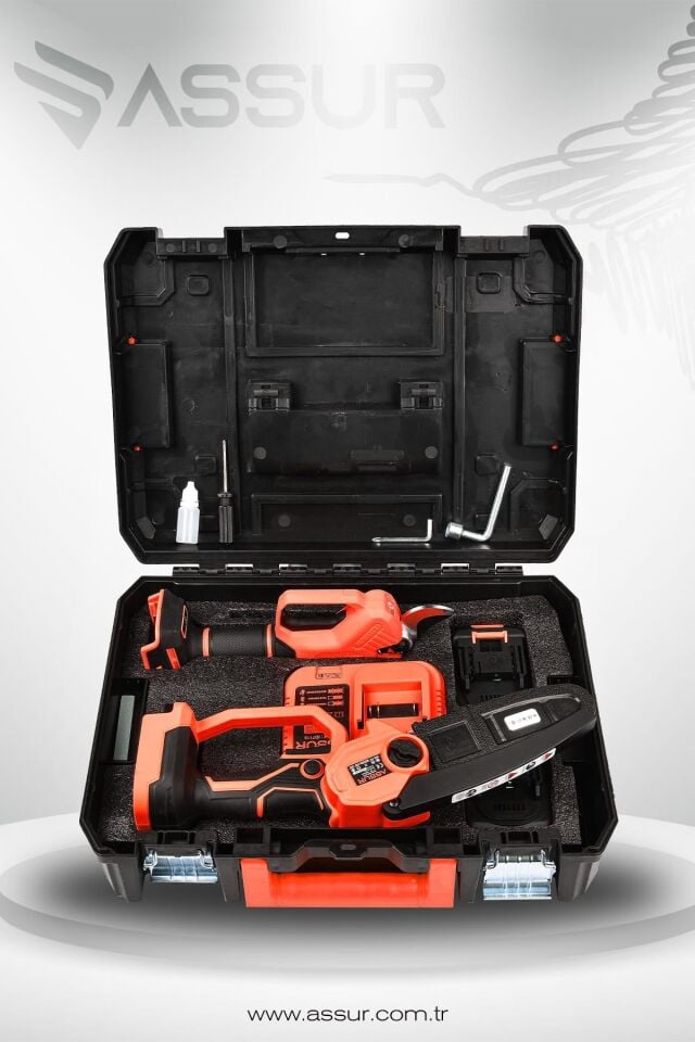 Assur Profesyonel 2'li Set 18V Çift Akülü Budama Testeresi ve Budama Testeresi Makinesi