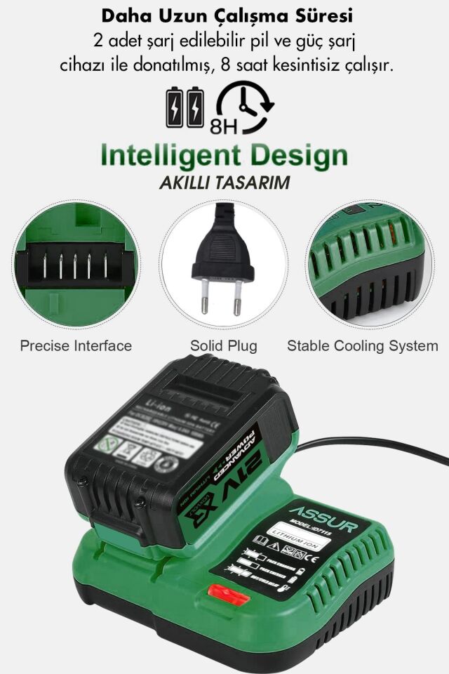 Assur Profesyonel 7 Başlıklı Set 21V Hilti Matkap Taşlama Somun Sıkma Tilki Kuyruğu Budama Hava Pompası