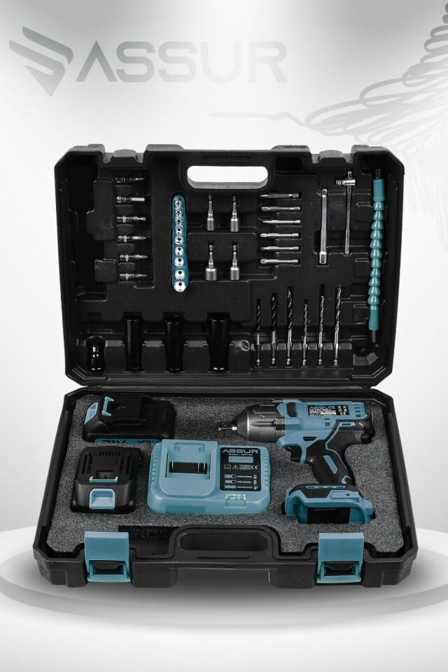 Assur 21V Çift Akülü Şarjlı Matkap 800Nm Torklu Somun Sıkma Sökme