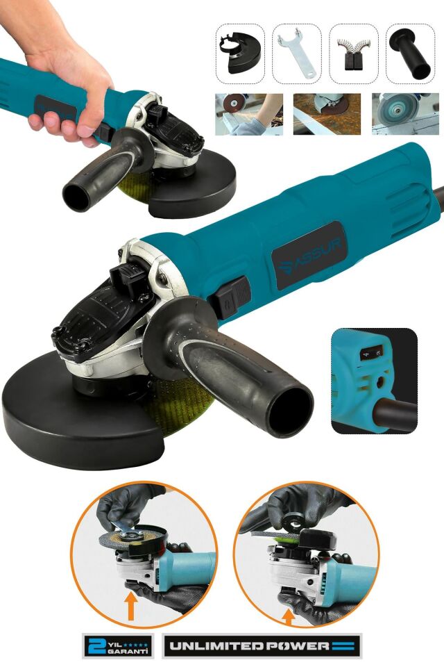 Assur 720W Metal Şanzıman Avuç İçi Taşlama Makinesi 125mm