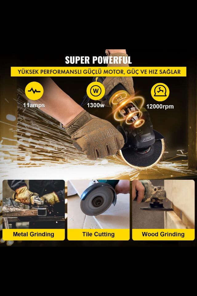 Assur 720W Metal Şanzıman Avuç İçi Taşlama Makinesi 125mm