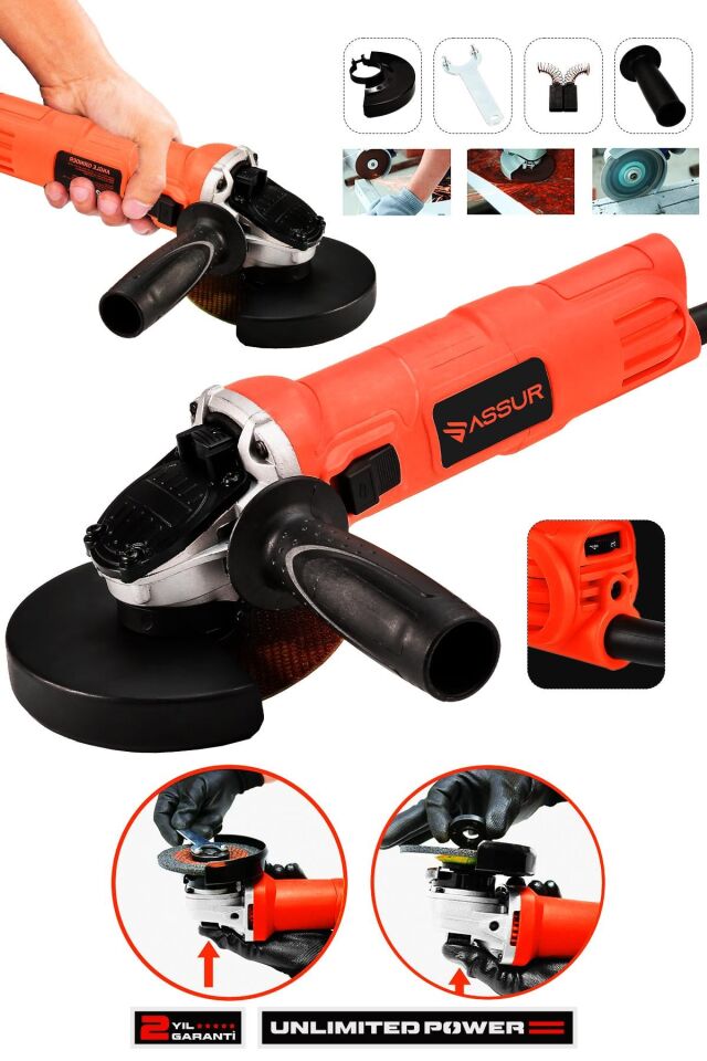 Assur 720W Metal Şanzıman Avuç İçi Taşlama Makinesi 125mm