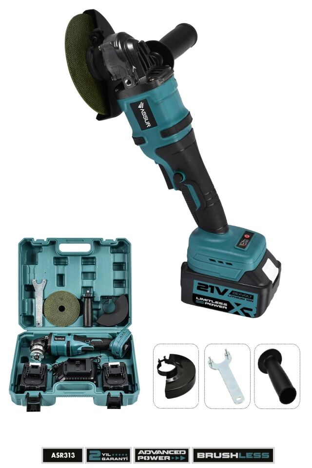 Assur 21V Çift Akülü Kömürsüz Şarjlı 125mm Avuç Taşlama