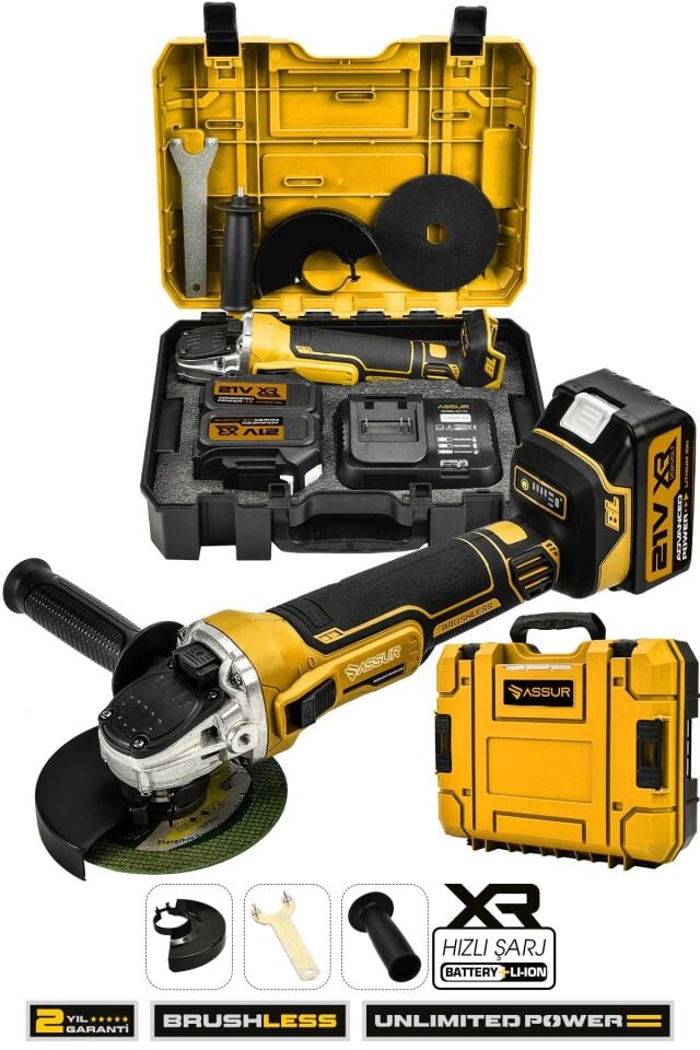 Assur 21V Çift Akülü Kömürsüz Şarjlı 125mm Avuç Taşlama
