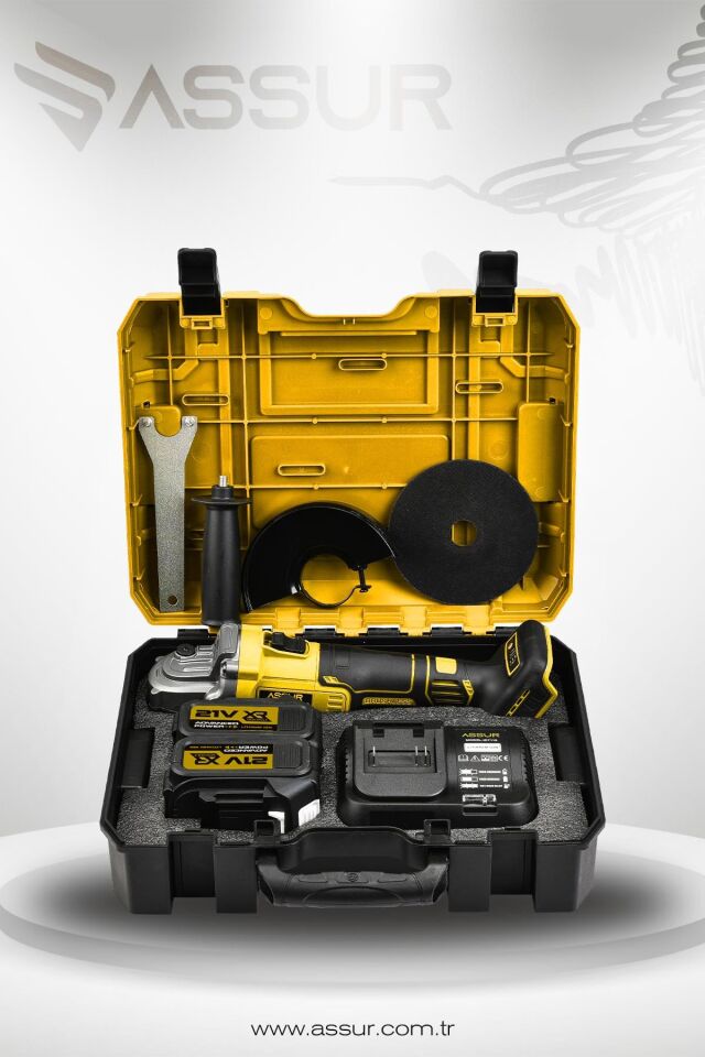 Assur 21V Çift Akülü 125mm Kömürsüz Şarjlı Taşlama