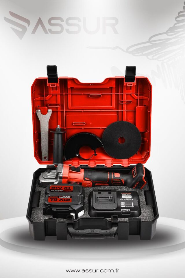 Assur 21V Çift Akülü 125mm Kömürsüz Şarjlı Taşlama