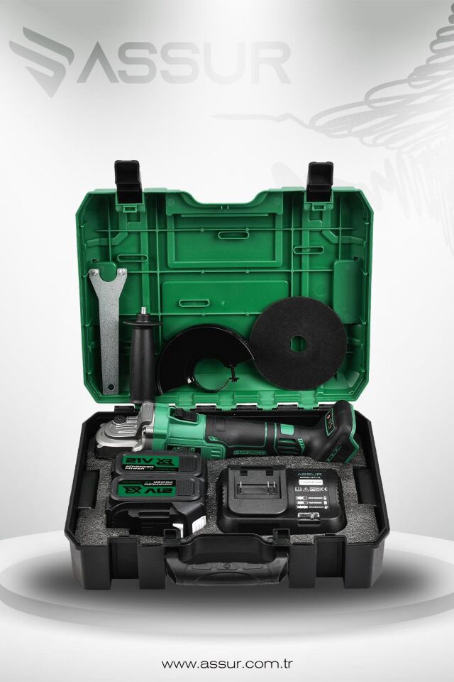 Assur 21V Çift Akülü 125mm Kömürsüz Şarjlı Taşlama