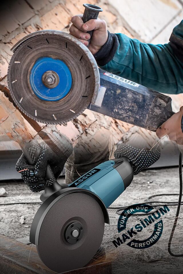 Assur 2200W Metal Şanzıman 230mm Büyük Spiral Taşlama Çantalı