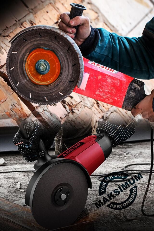 Assur 2200W Metal Şanzıman 230mm Büyük Spiral Taşlama Çantalı