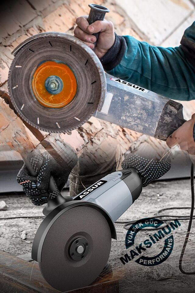 Assur 2200W Metal Şanzıman 230mm Büyük Spiral Taşlama Çantalı