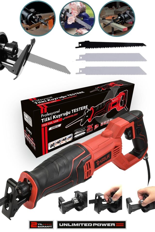 Assur 750W Bakır Sargılı 6 Kademe Devir Ayarlı Tilki Kuyruğu Testere